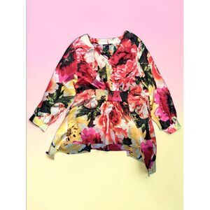 AVENUE Plus Size 22 24 Floral Tropical Blouse Tunic Top- Boho, Romantic, Artsy
